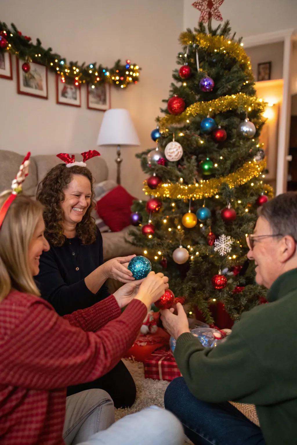 Add charm to your tree with an ornament exchange.
