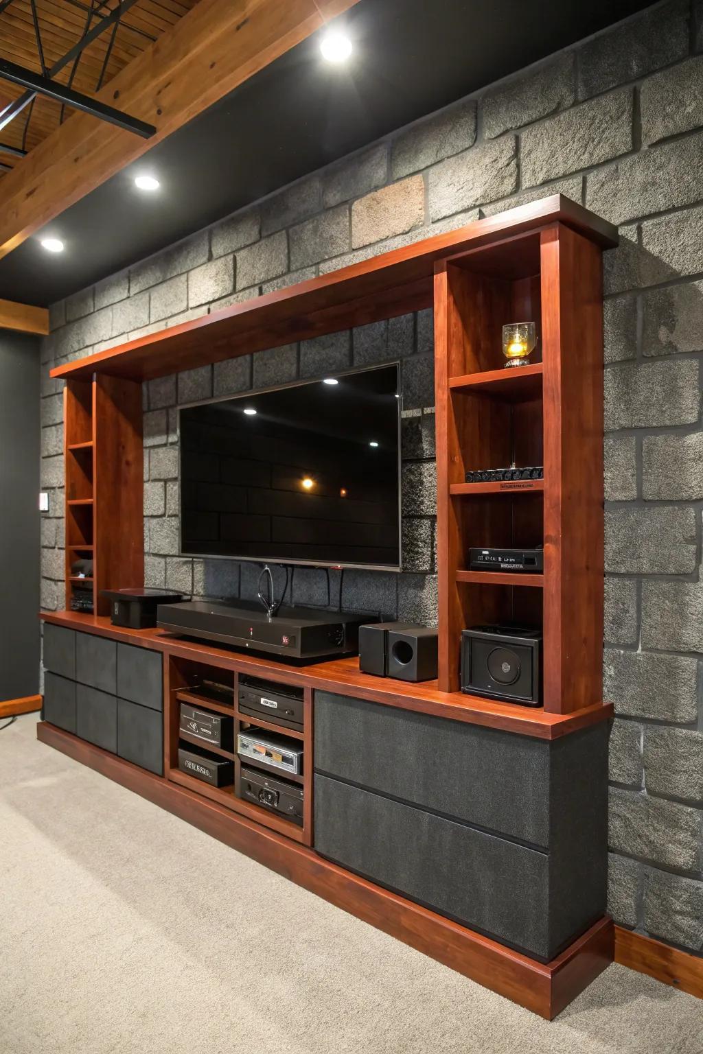 Transform your space with a bold cinder block entertainment center—where style meets functionality.