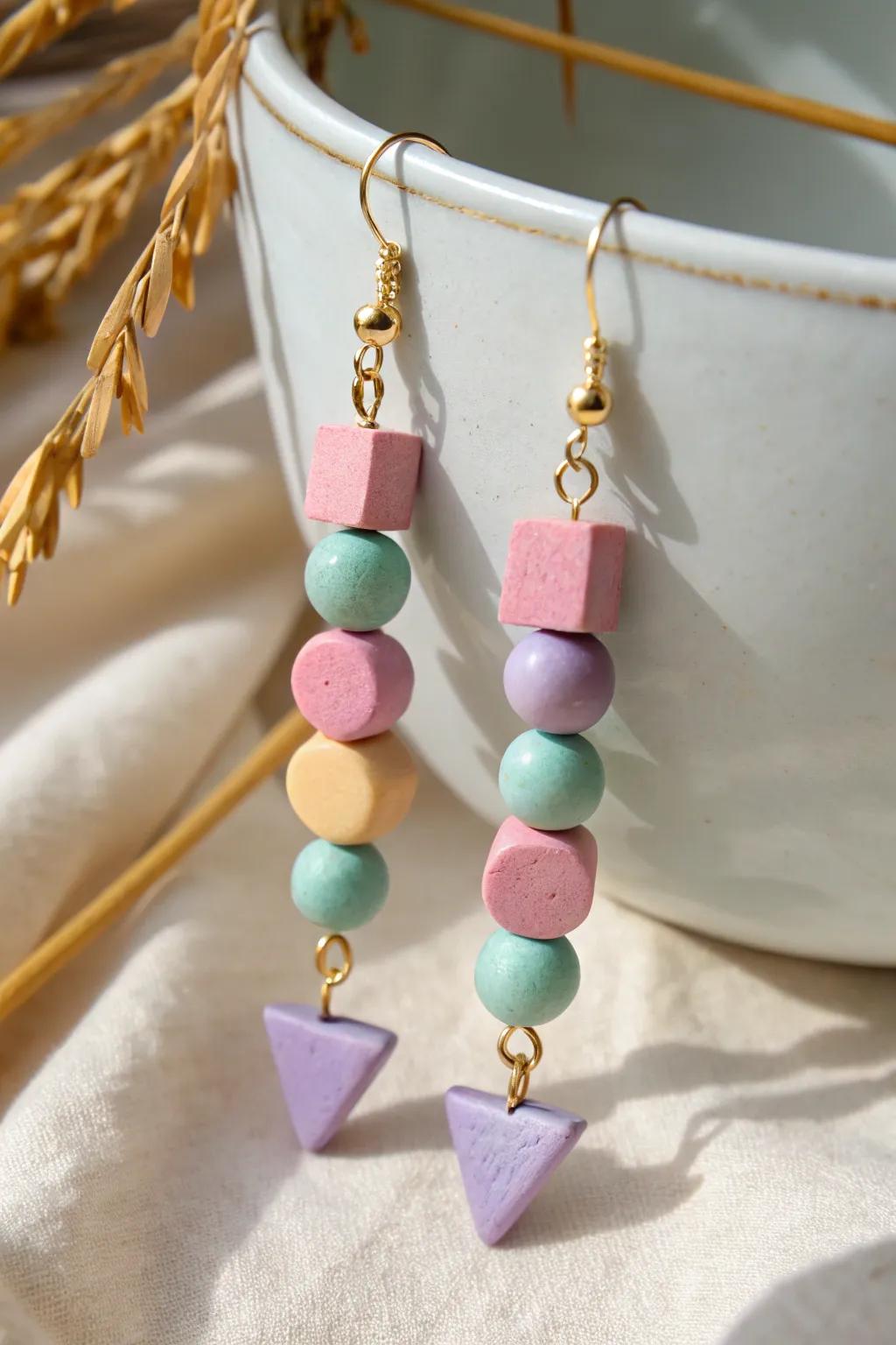 Eclectic Elegance: Celebrate the art of mix and match with these handcrafted clay bead earrings.