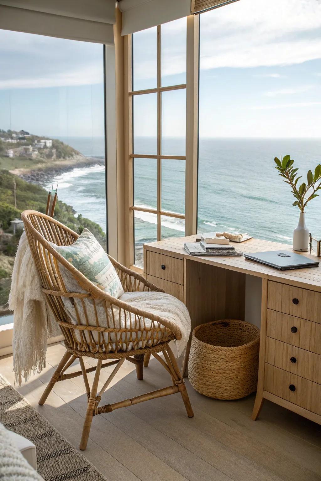 A sitting area offers a cozy spot to unwind and recharge.