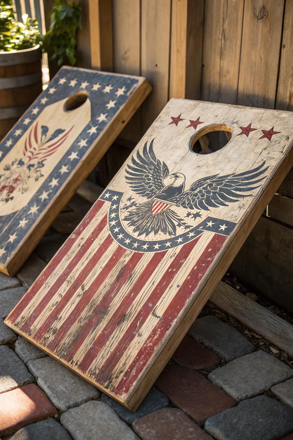 Step back in time with this vintage Americana cornhole board—where craftsmanship meets nostalgia.