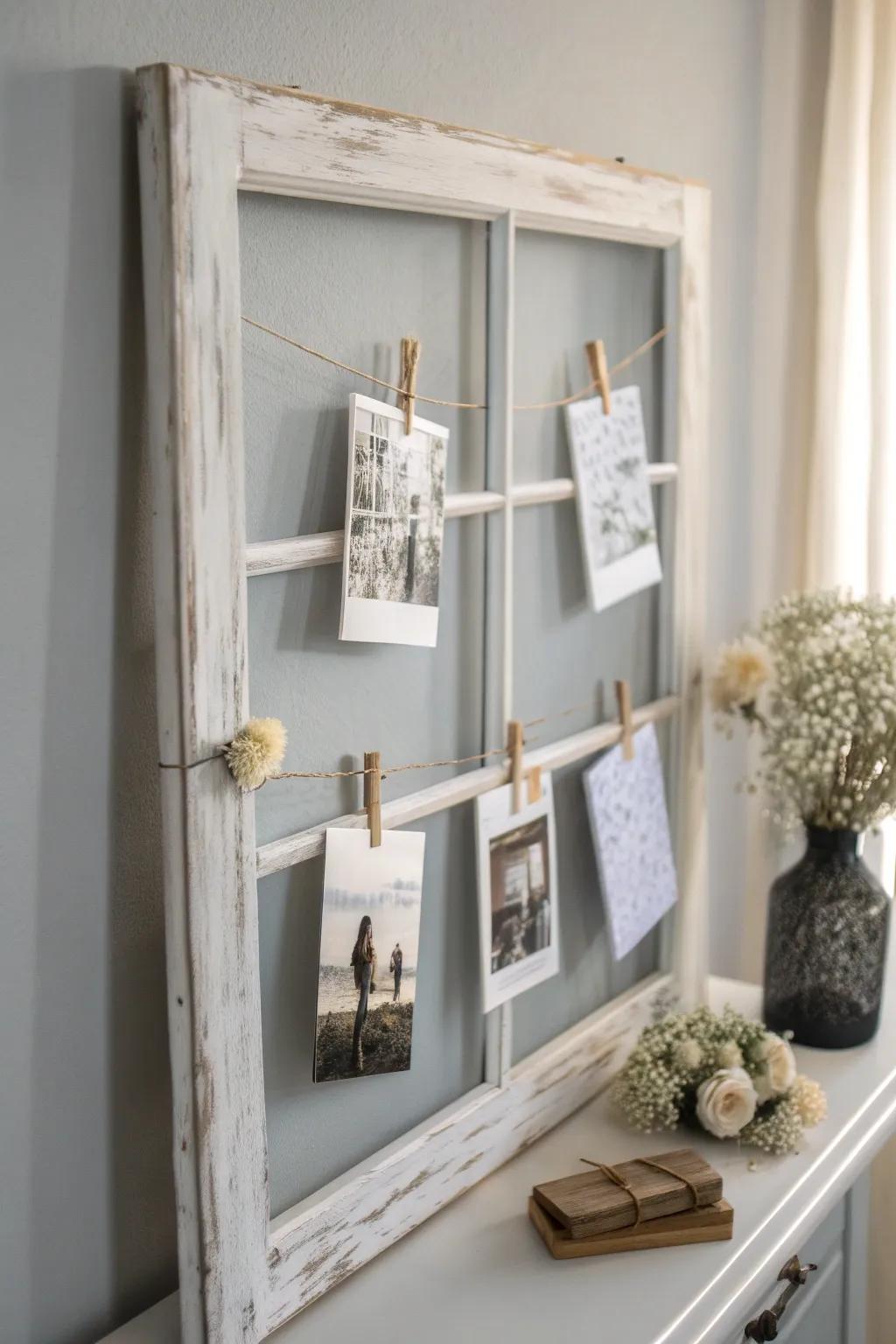 Transform memories into art with a charming vintage pinboard.