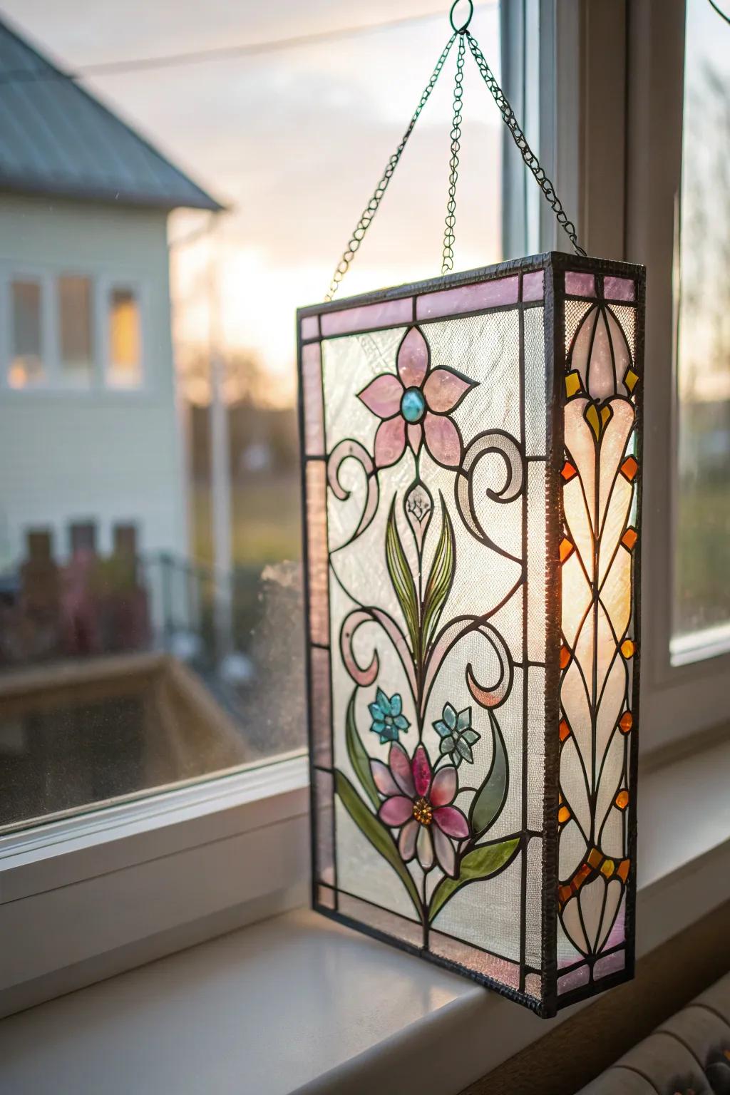 Add a splash of color to your window with DIY faux stained glass art!