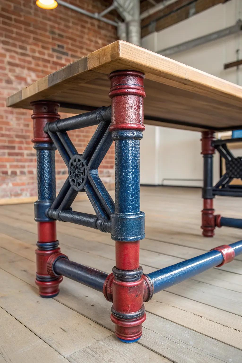 Transform your table with industrial pipe legs for an edgy, loft-style look.