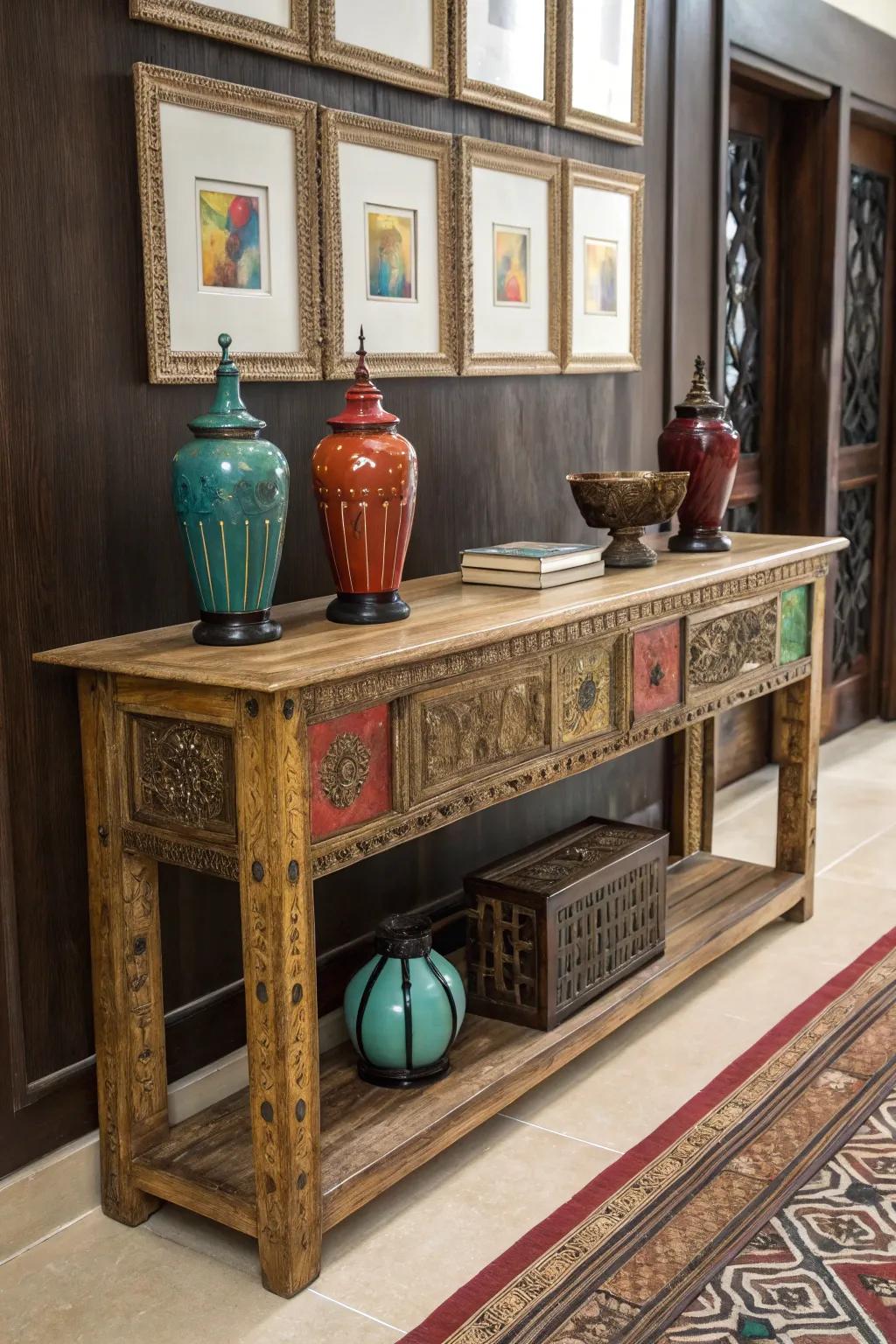 Transform vintage elegance into modern sophistication with this unique console table made from a repurposed door.