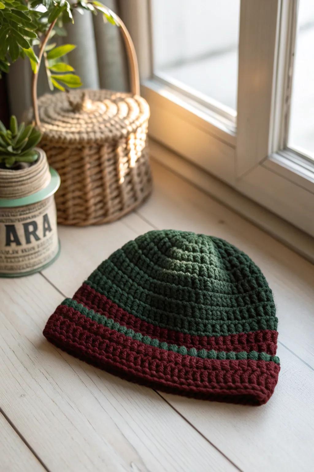 Craft the perfect game day accessory with a handmade football beanie, blending team spirit with Scandinavian simplicity.