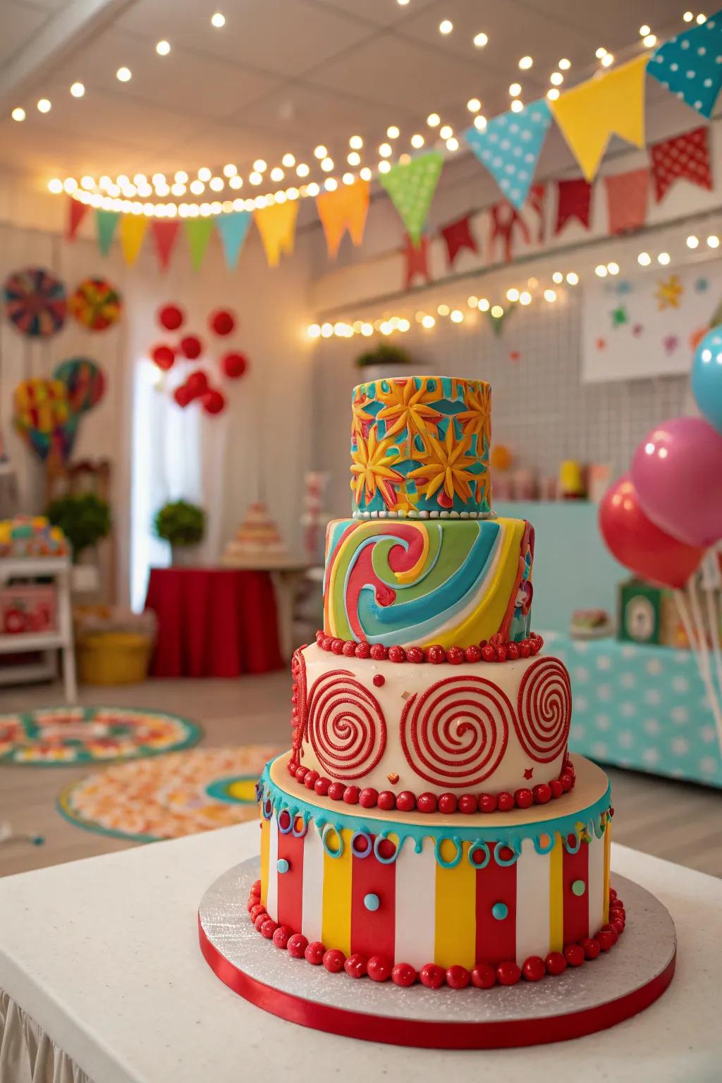 A lively carnival celebration cake full of color and energy.