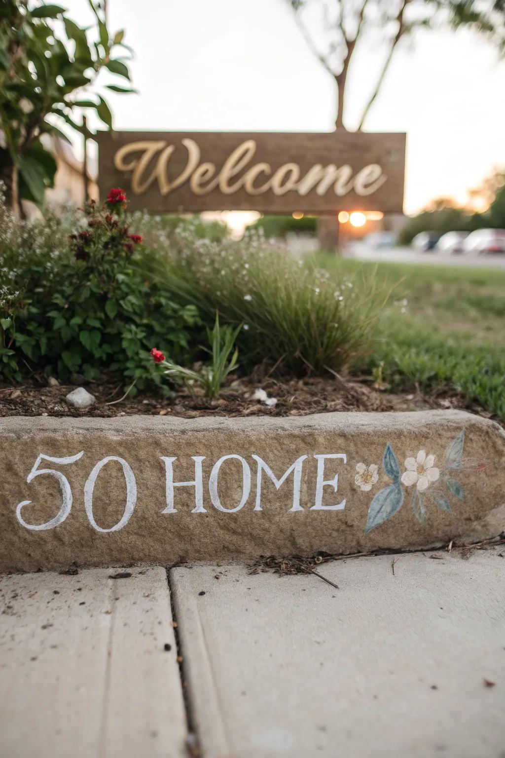 Welcome home in style with a personalized curb address that radiates warmth and elegance.