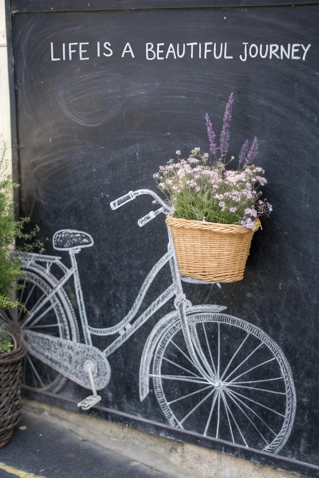 Capture the charm of adventure with this vintage bicycle chalk drawing—perfect for your next creative journey!