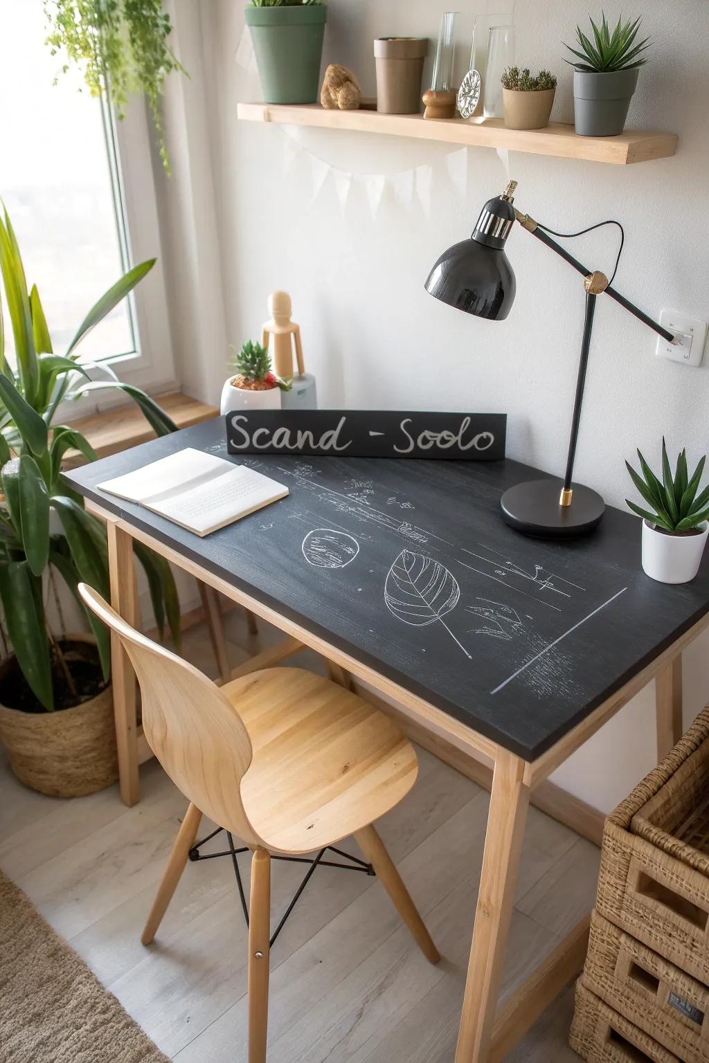 Unleash creativity with a chic chalkboard desk cover, where simplicity meets inspiration.