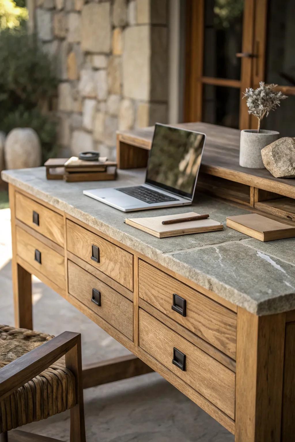 Natural materials add warmth and texture to your workspace.