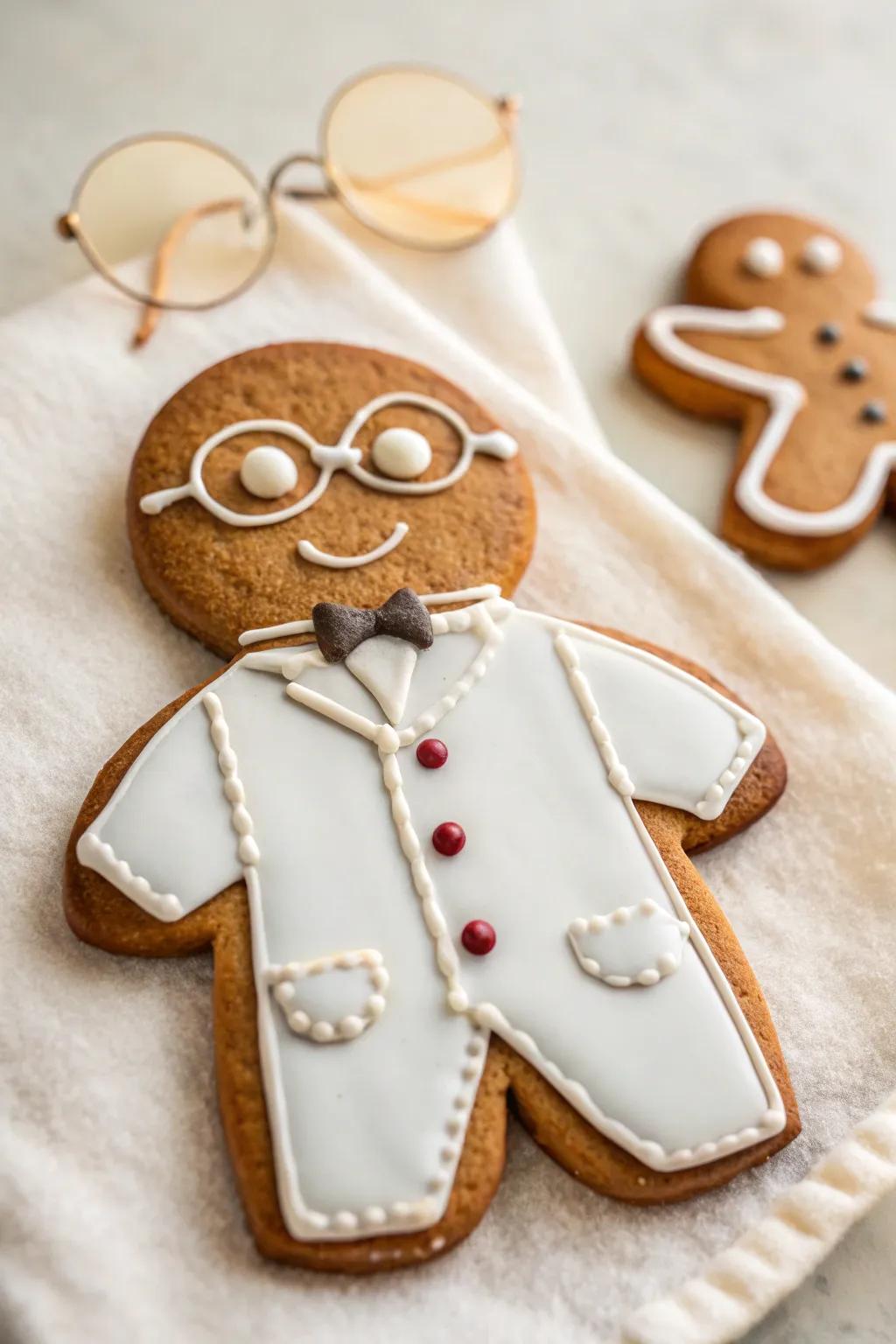 Celebrate the spirit of discovery with this charming gingerbread scientist!