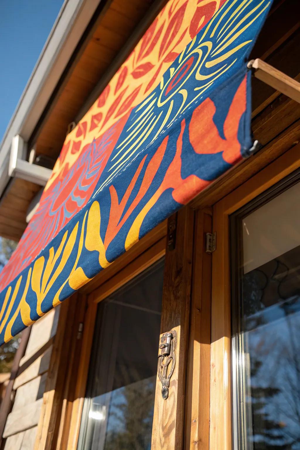 Transform your windows into a vibrant masterpiece with a custom-painted canvas awning.