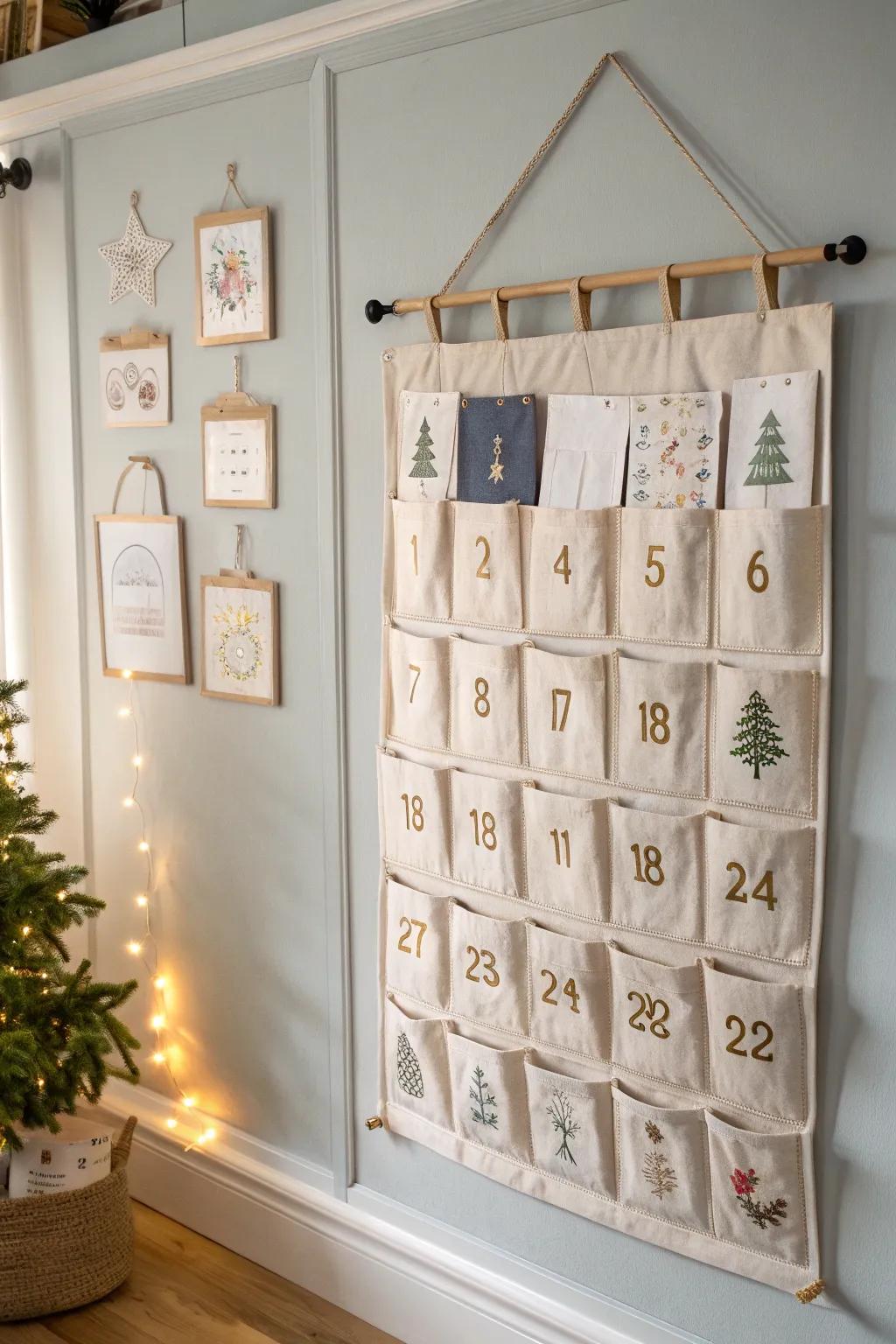 Discover the joy of counting down to Christmas with this stunning, handcrafted advent calendar that combines simplicity and charm.