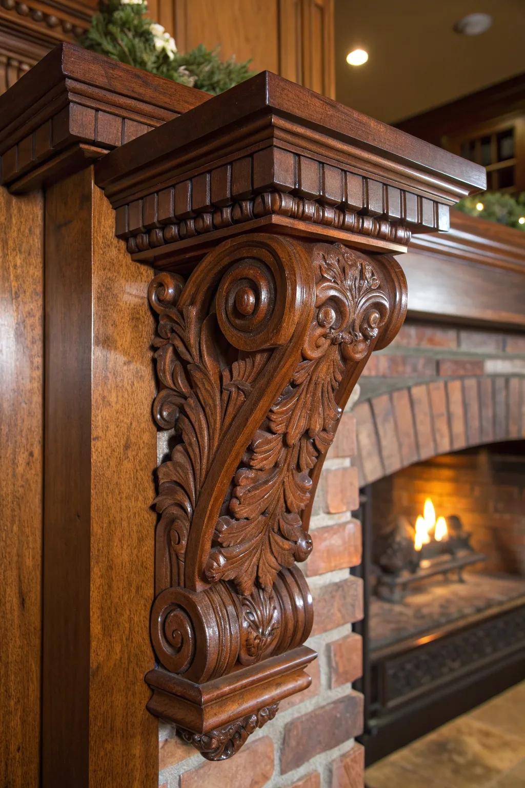 Elevate your mantel with timeless elegance: Discover the art of handcrafted corbels.