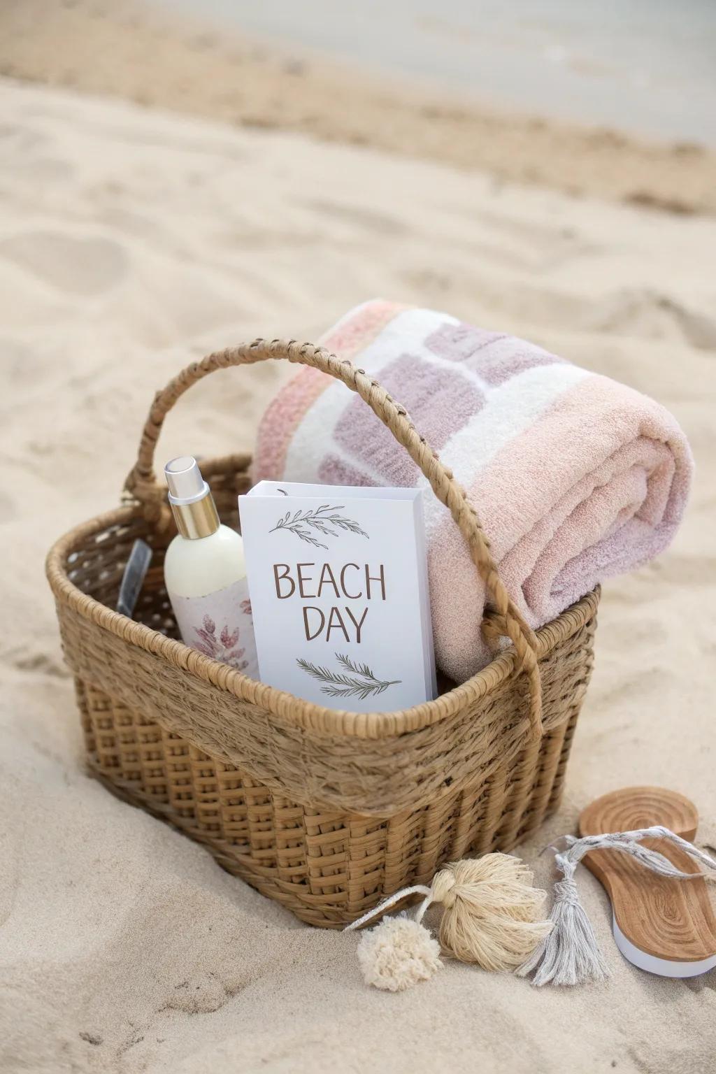 Craft the perfect beach day escape with a touch of minimalistic elegance. 🌊🧺 #DIYGiftBasket