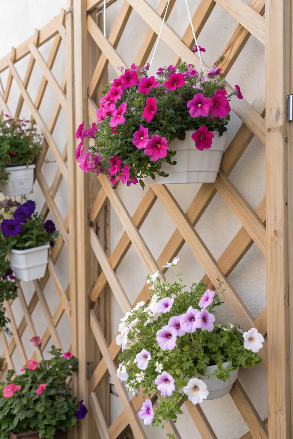 Transform your space with a stunning lattice flower wall, where simplicity meets vibrant blooms for a touch of natural elegance.