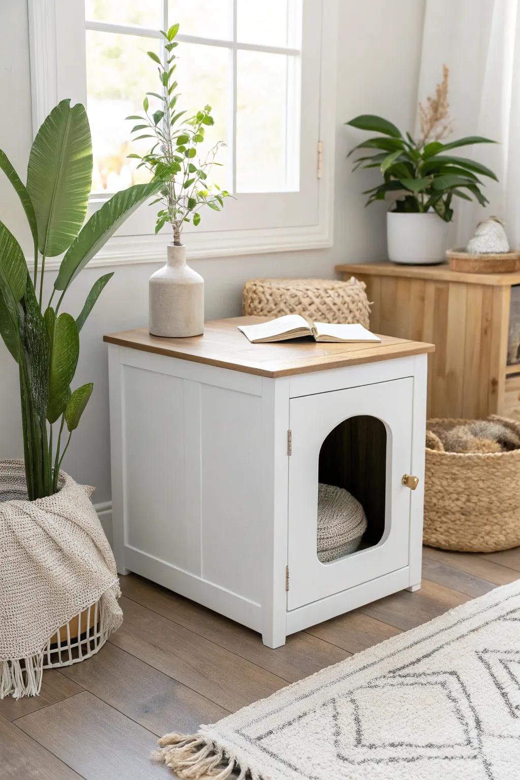 Transform your thrifted finds into chic, functional art with this DIY side table litter box idea. #ScandinavianStyle #MinimalistBoho