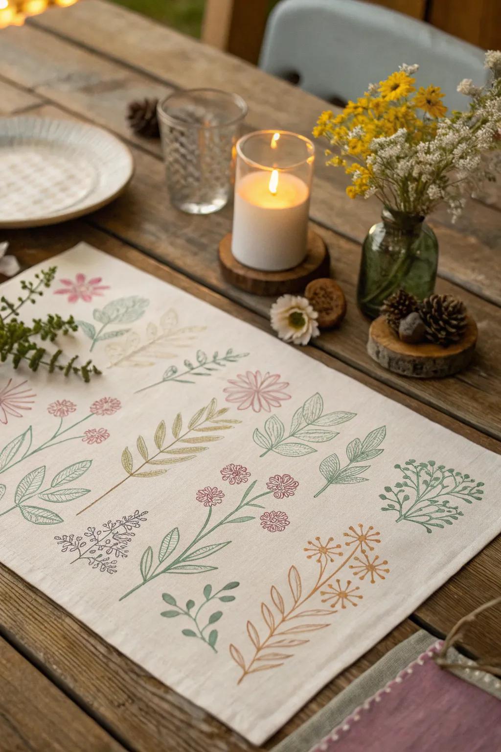 Elevate your table setting with handmade charm: Discover the art of DIY stamped placemats for a touch of Scandinavian elegance.