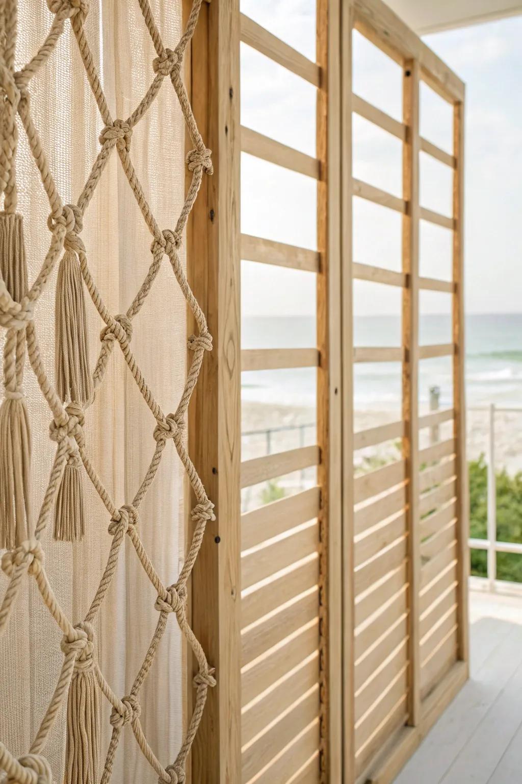 Elevate your outdoor oasis with this DIY Rope and Wood Partition—where simplicity meets seaside charm.