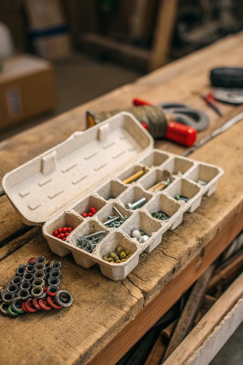 Turn ordinary egg cartons into a craftsman's sorting haven!