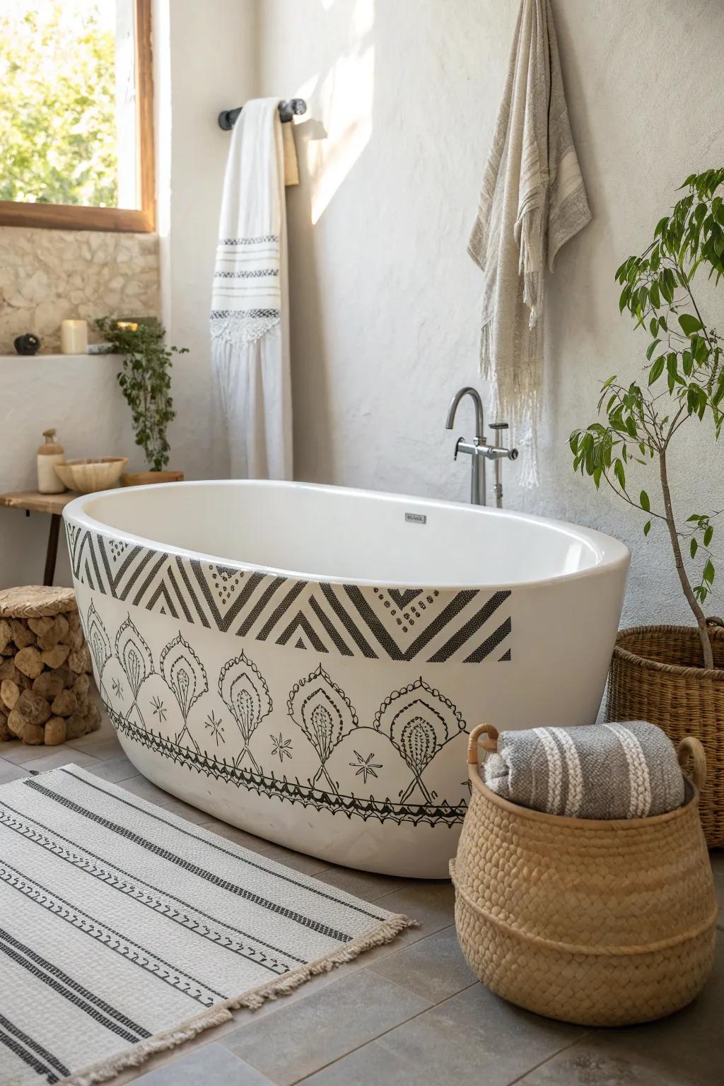 Transform your bathroom with stunning stenciled artistry for a personalized touch.