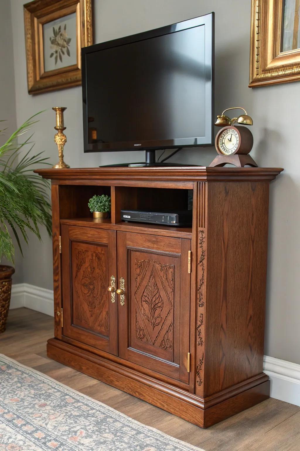 Elevate your space with a handcrafted corner TV stand that combines functionality and artisanal beauty.