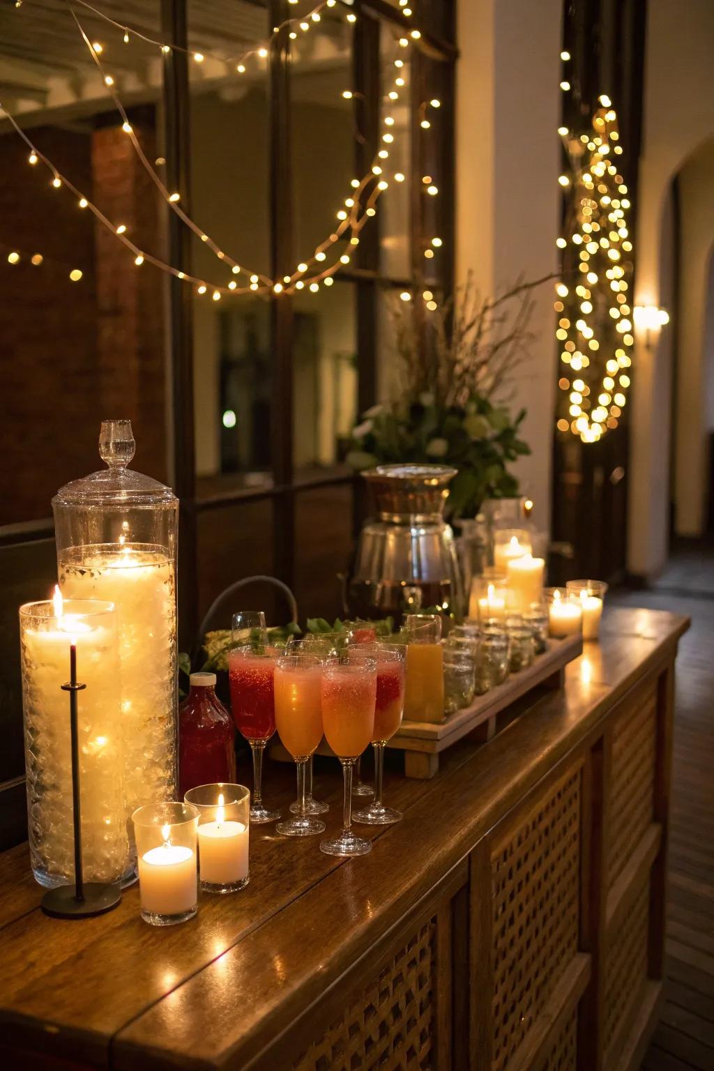 Elegant lighting transforms the atmosphere of your drinks station.