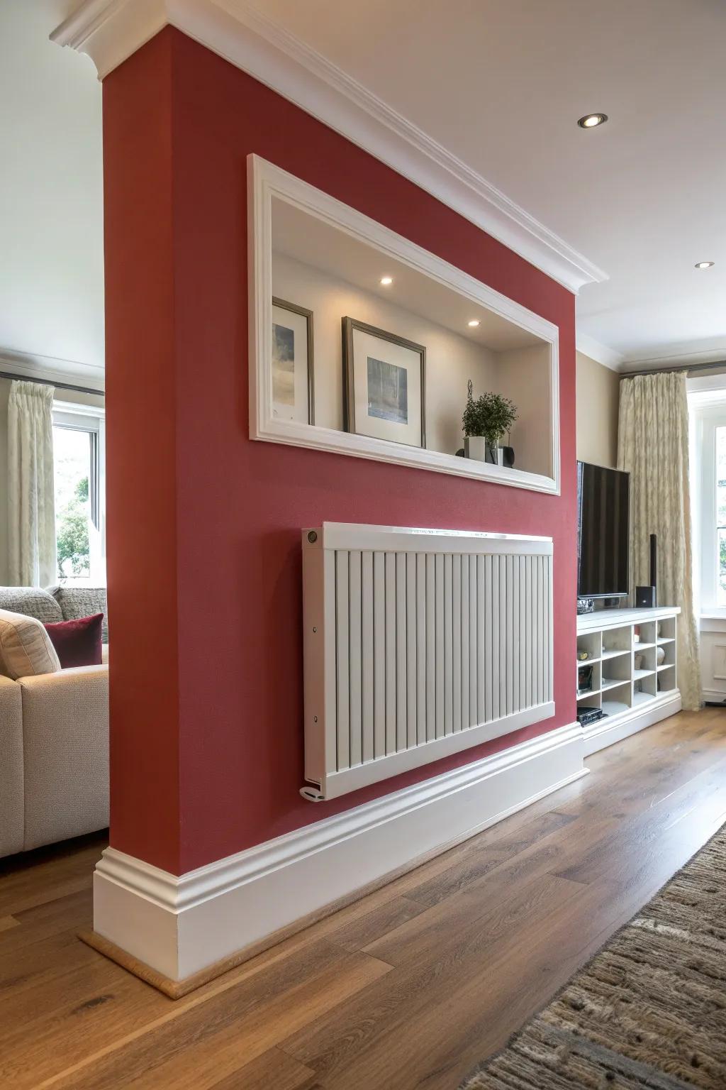 Transform your living space with sleek drywall niches that conceal radiators in style.