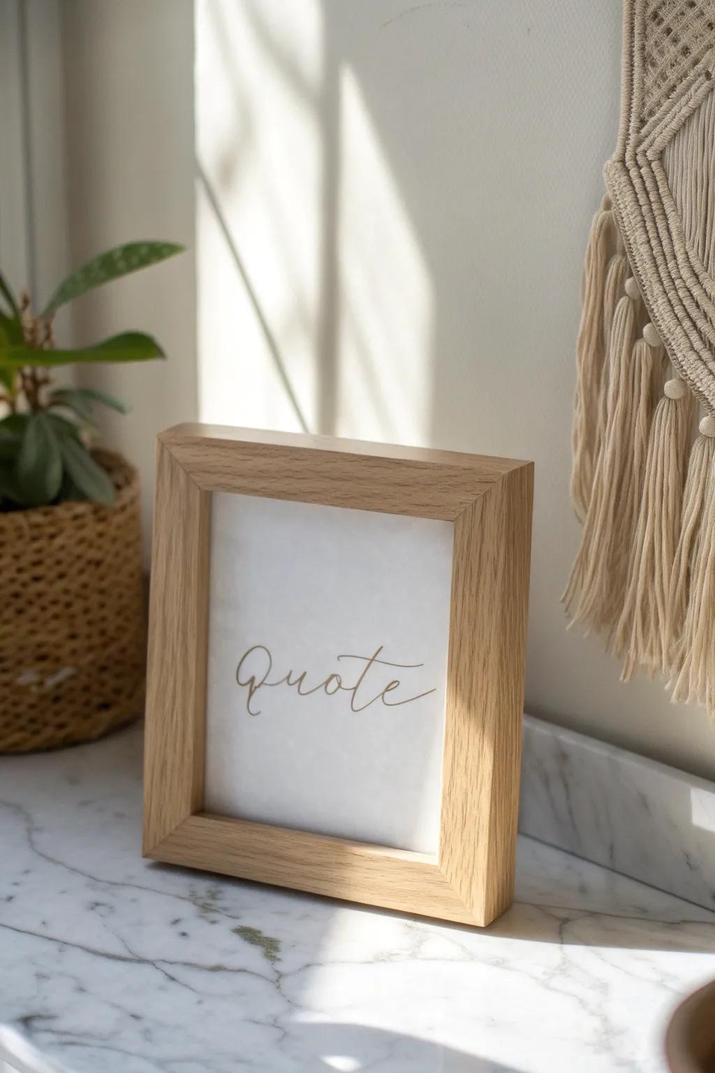 Transform memories into art with an engraved quote on a minimalist photo frame.