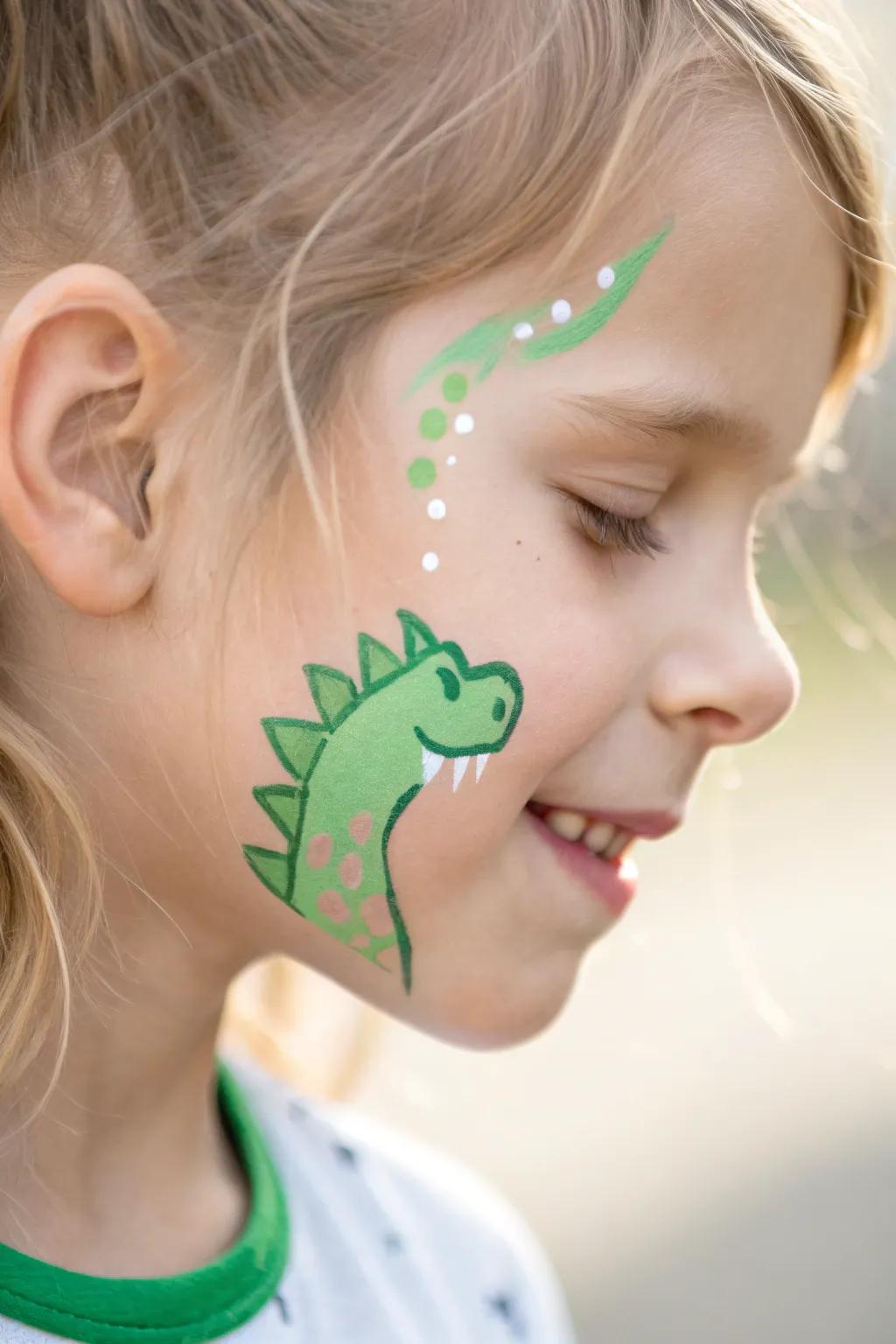 Unleash your inner dino with a stunning, minimalist face paint design!
