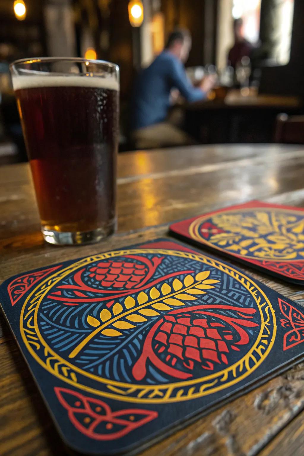 Craftsmanship meets style: Elevate your gatherings with these striking vinyl beer coasters.