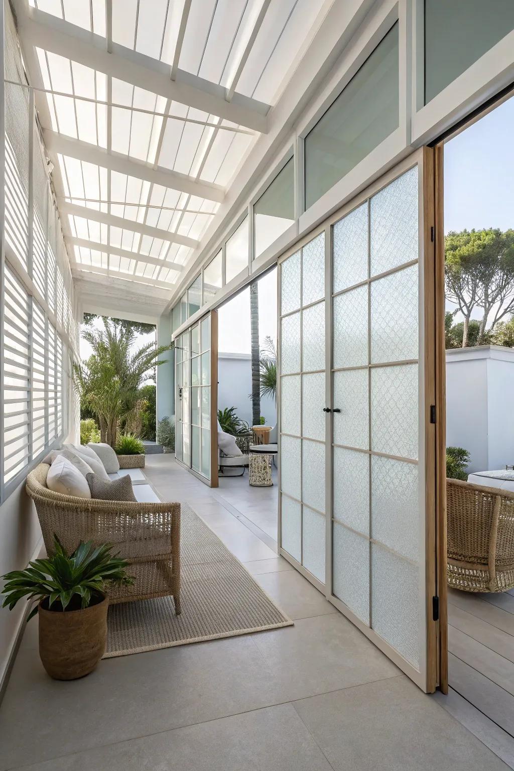 Define spaces with stylish frosted glass privacy screens.