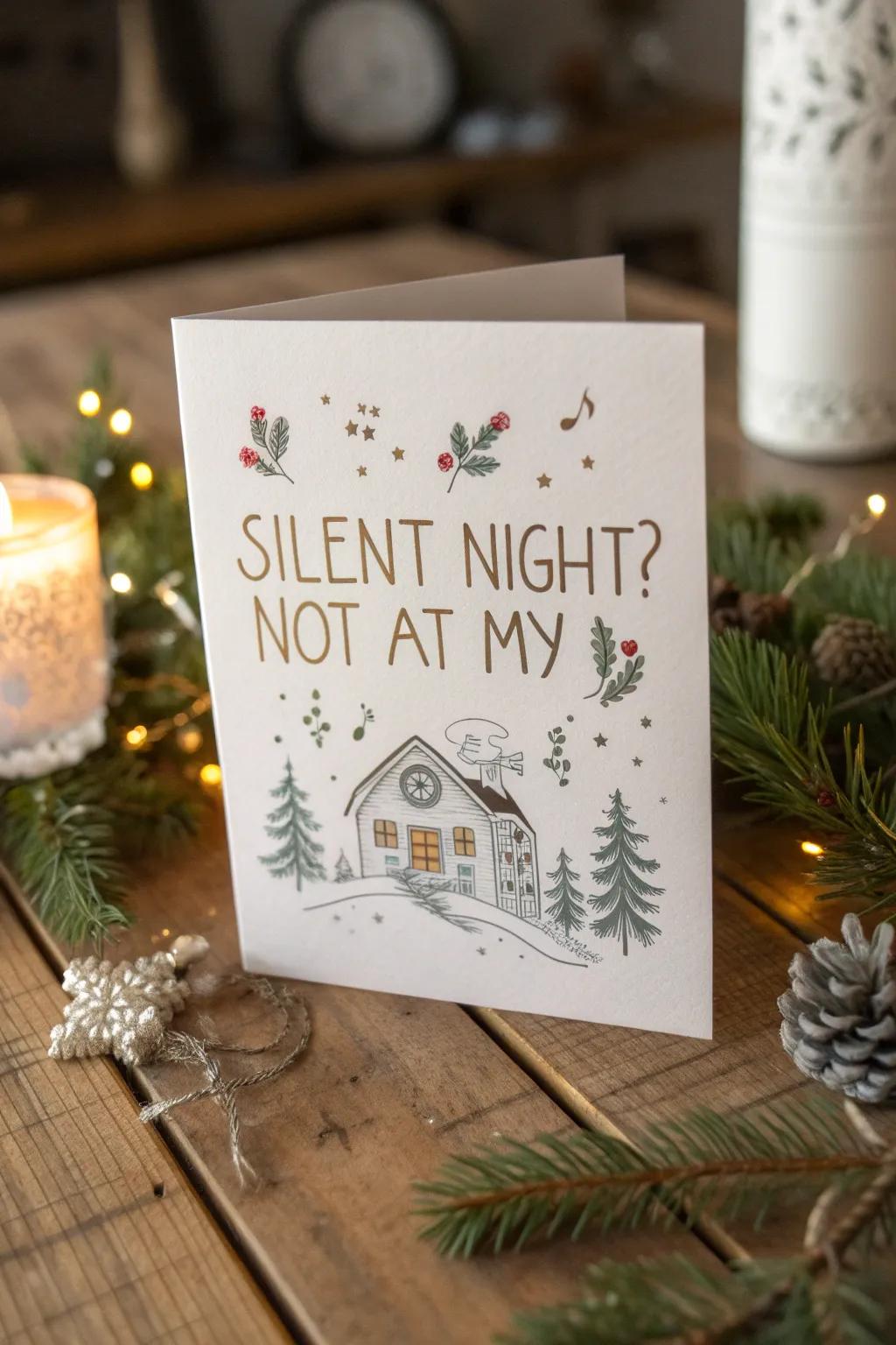 Silent night? Not really! Capture the festive fun with a touch of humor. 🎄✨