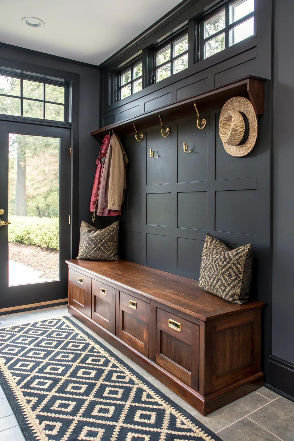 Transform your garage with a sophisticated mudroom for ultimate organization and style.