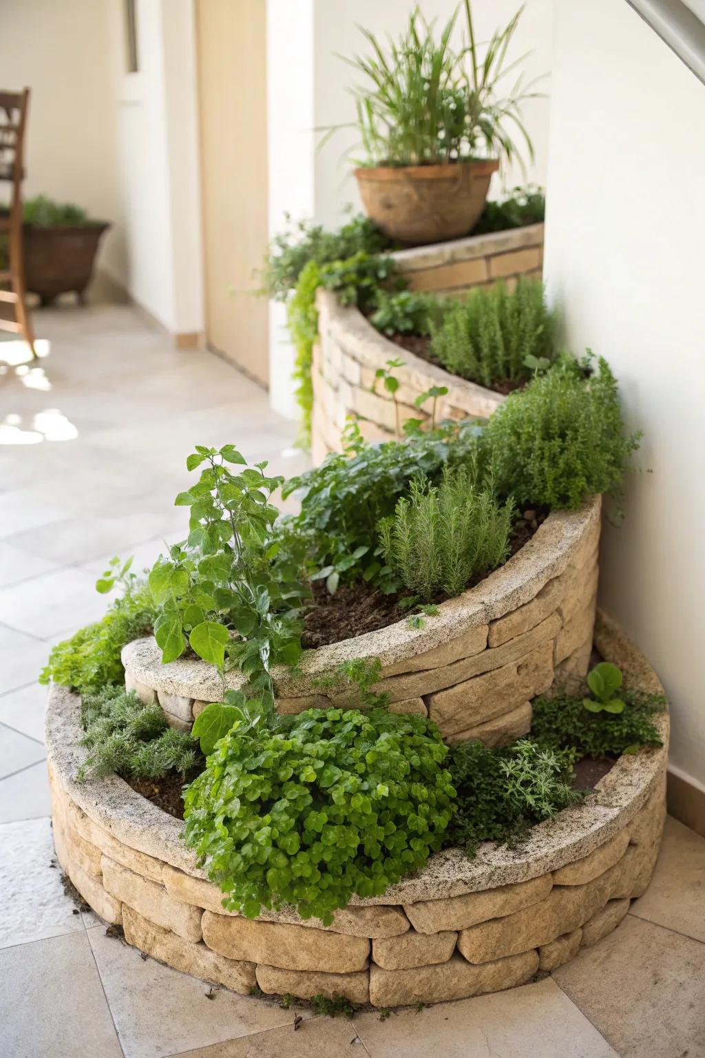 Discover the art of gardening with a stunning herb spiral that blends functionality with natural beauty.