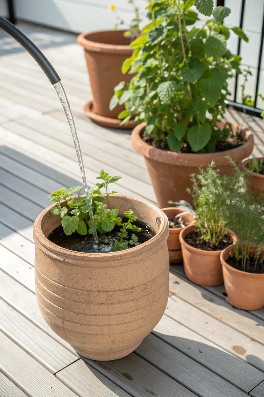 Elevate your container garden with a chic, minimalist drip system that nurtures without overwhelming.