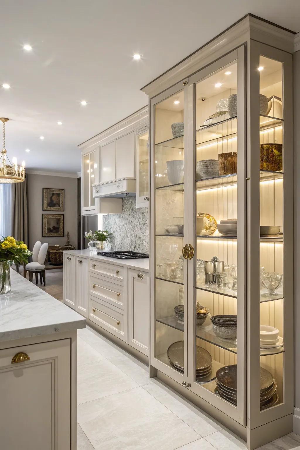 Glass cabinets offering a dazzling and elegant display.