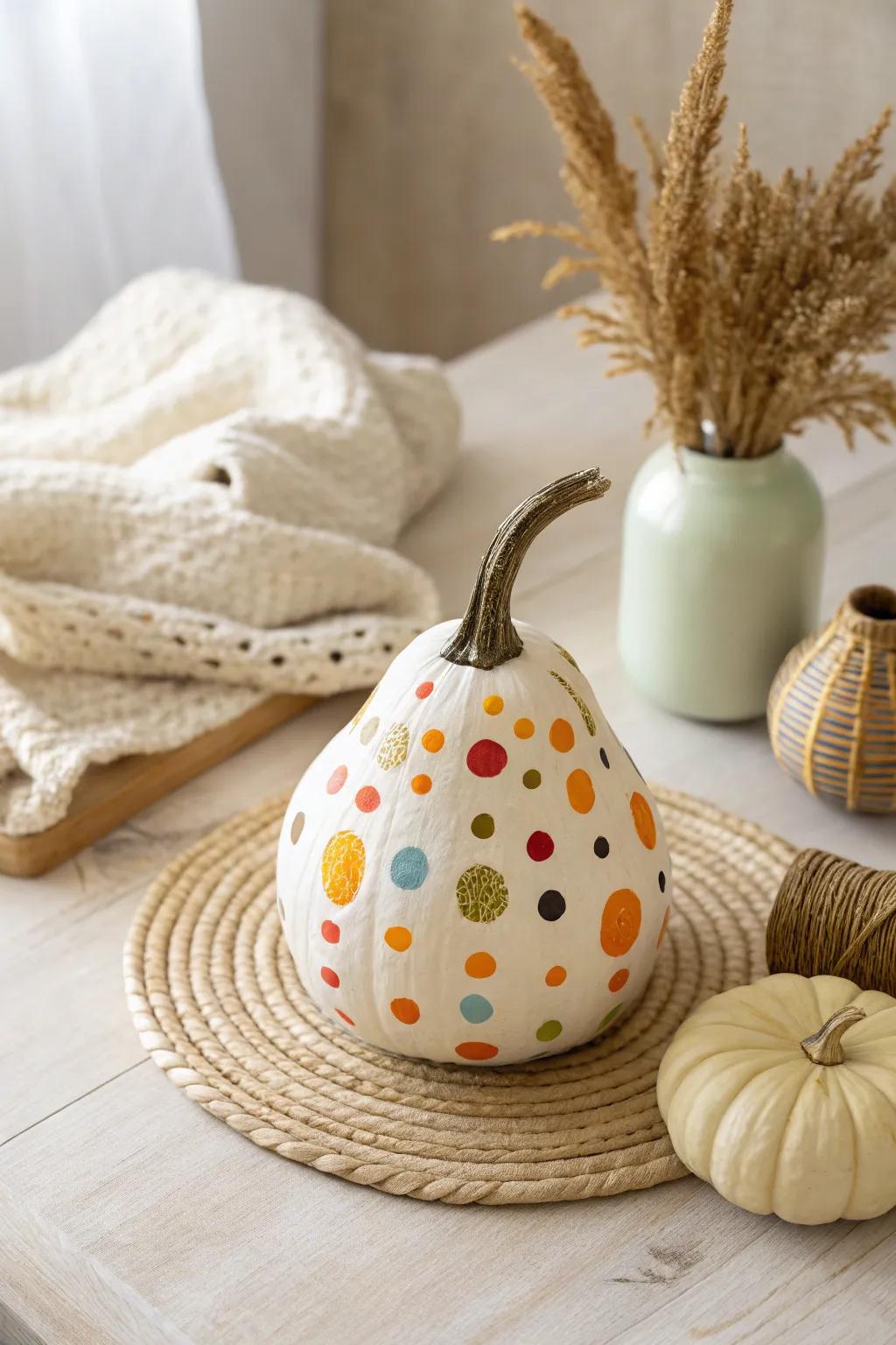 Add a splash of joy to your space with charming polka dot gourds!