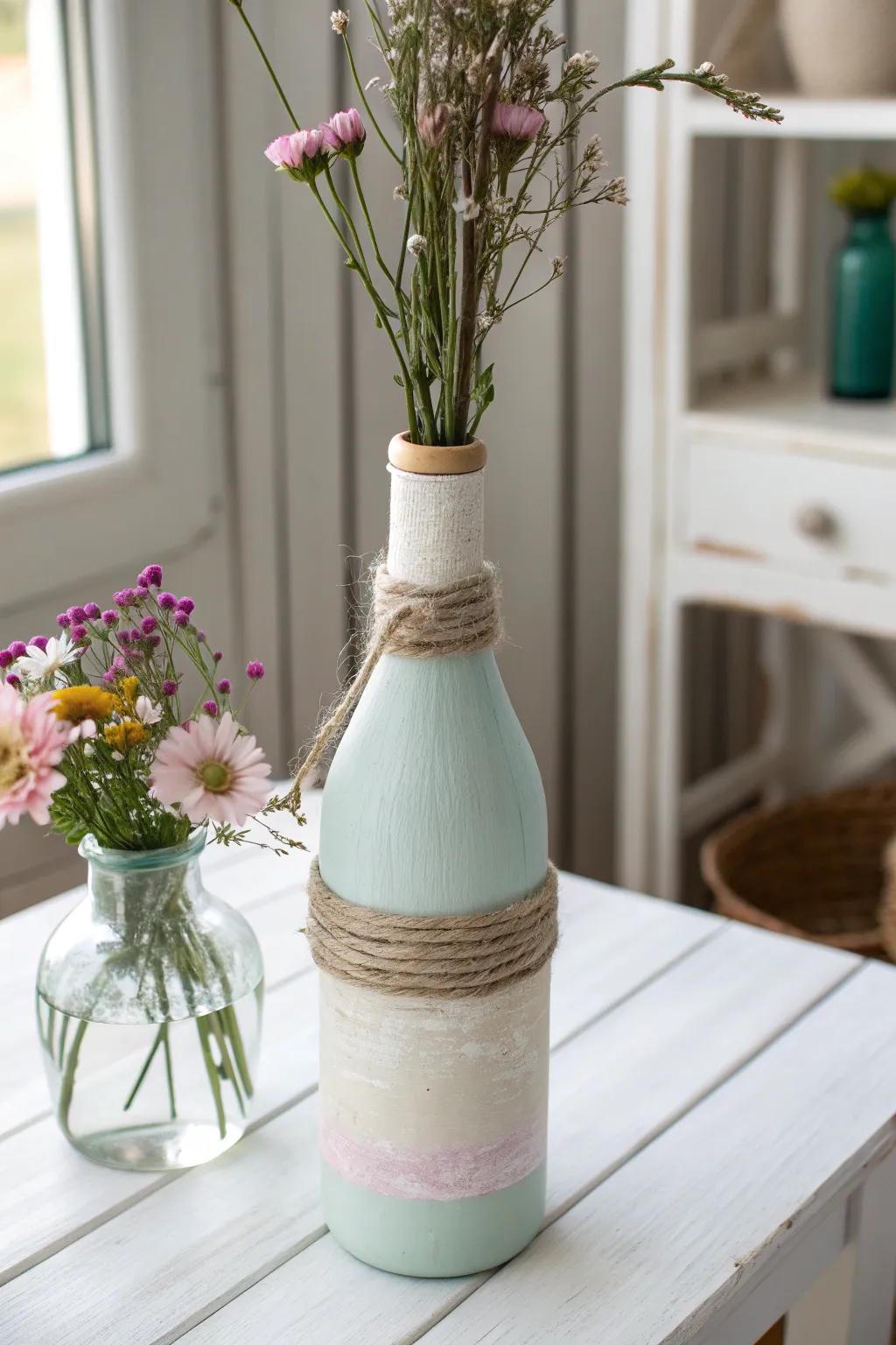 Breathe new life into old bottles with this elegant DIY upcycled vase idea — perfect for adding a touch of natural charm to your home.