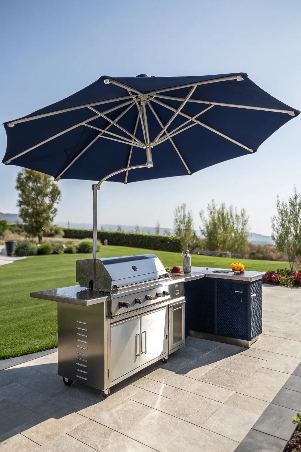 Elevate your grilling experience with the versatile elegance of a floating umbrella.