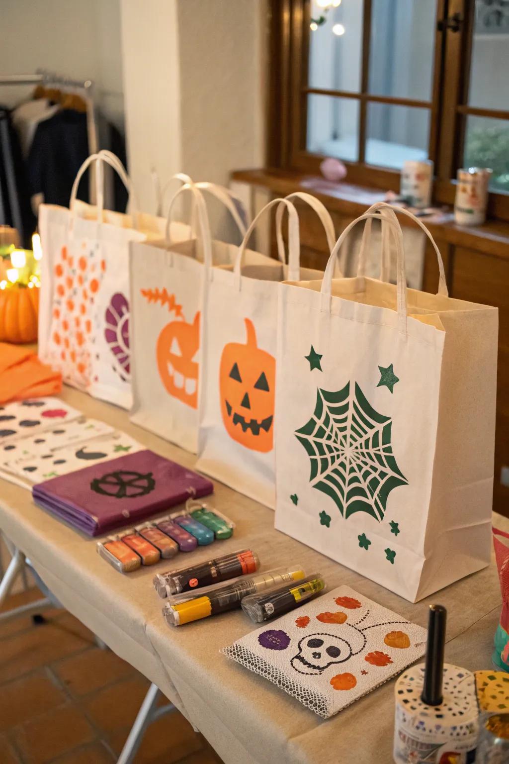 Get crafty with DIY stenciled bags.