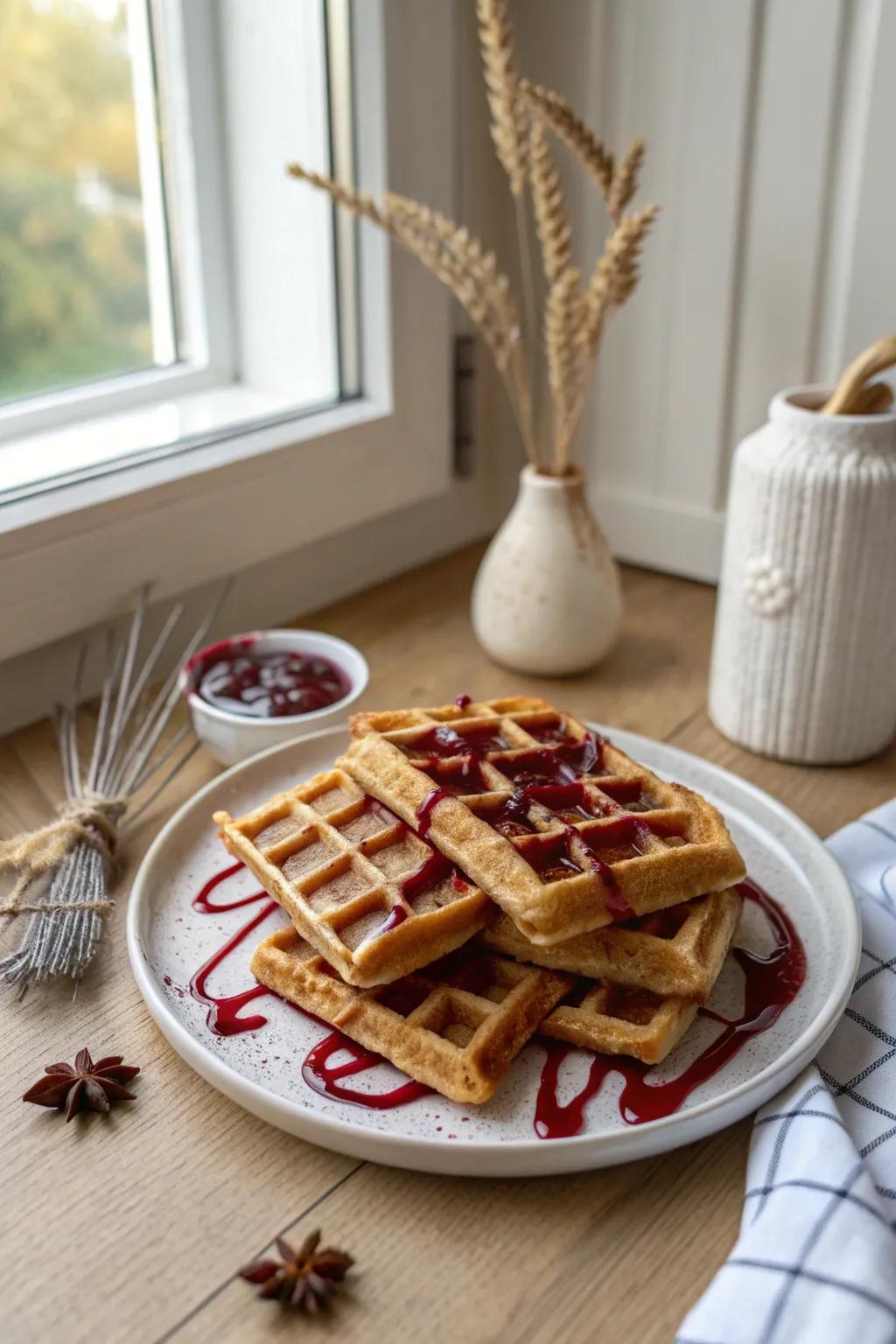 Elevate your Halloween brunch with these Vampire Bite Waffles—where elegance meets a playful nod to the spooky season.