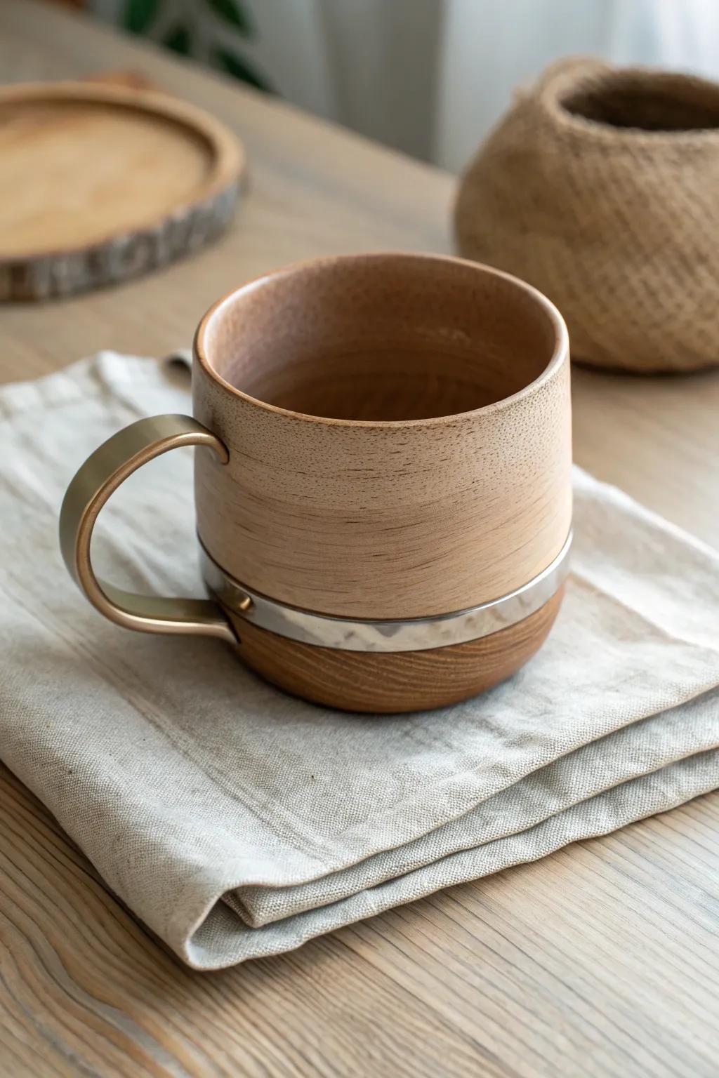 Elevate your drinkware with the perfect blend of clay, wood, and metal for a uniquely modern and artisan touch.