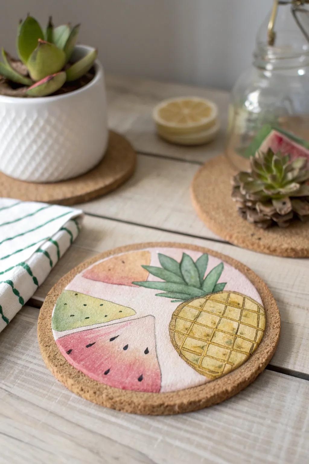 Add a splash of tropical charm to your table with these handcrafted fruit coasters!