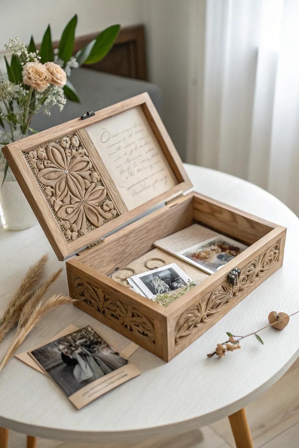 Cherish your journey with a handcrafted box of memories, capturing love in every detail.