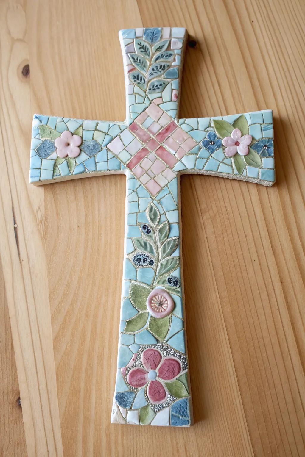 Celebrate creativity and simplicity with a stunning mosaic tile cross, a perfect blend of vintage charm and modern design.