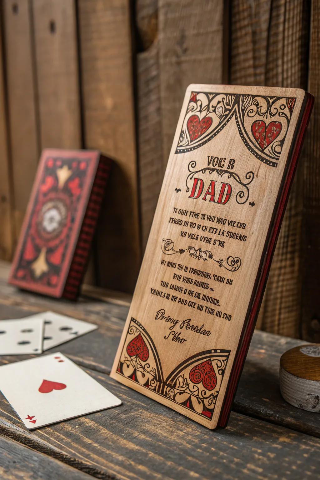 Celebrate Father's Day with a timeless, handcrafted wood-burned card that says more than words ever could.