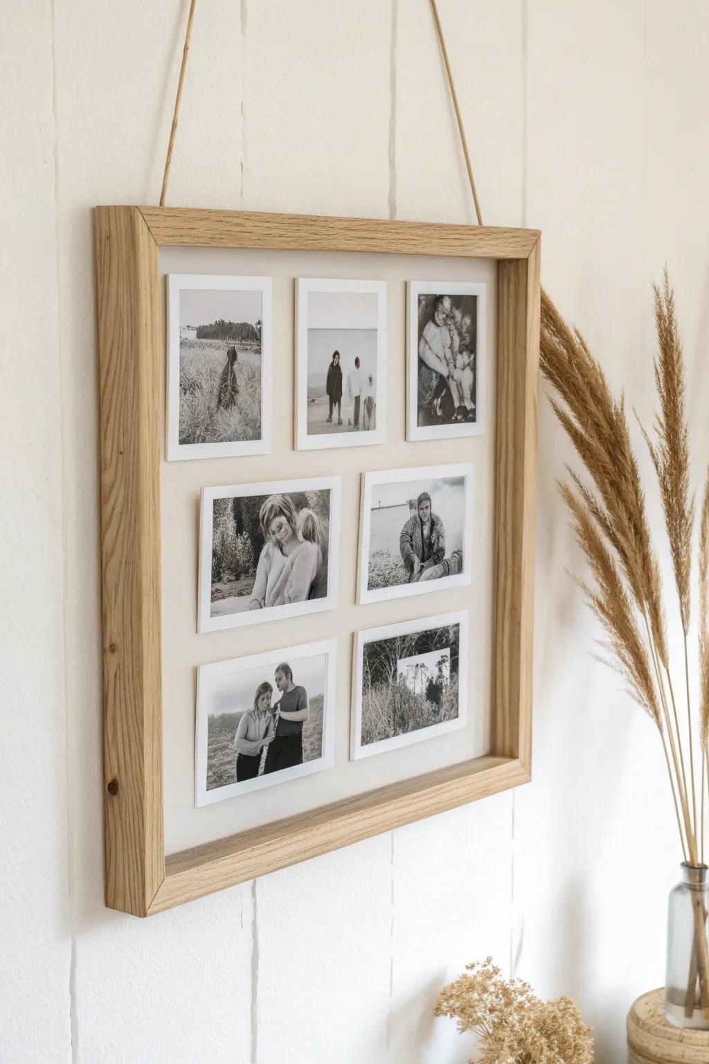 Celebrate family bonds with a minimalist photo collage frame that beautifully honors your cherished memories.
