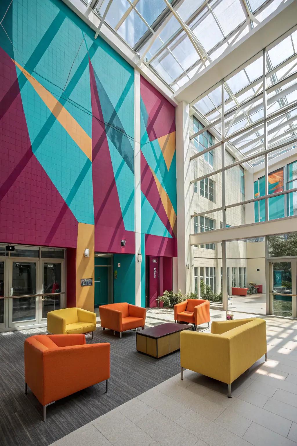Bold colors bring life and energy into this vibrant atrium.